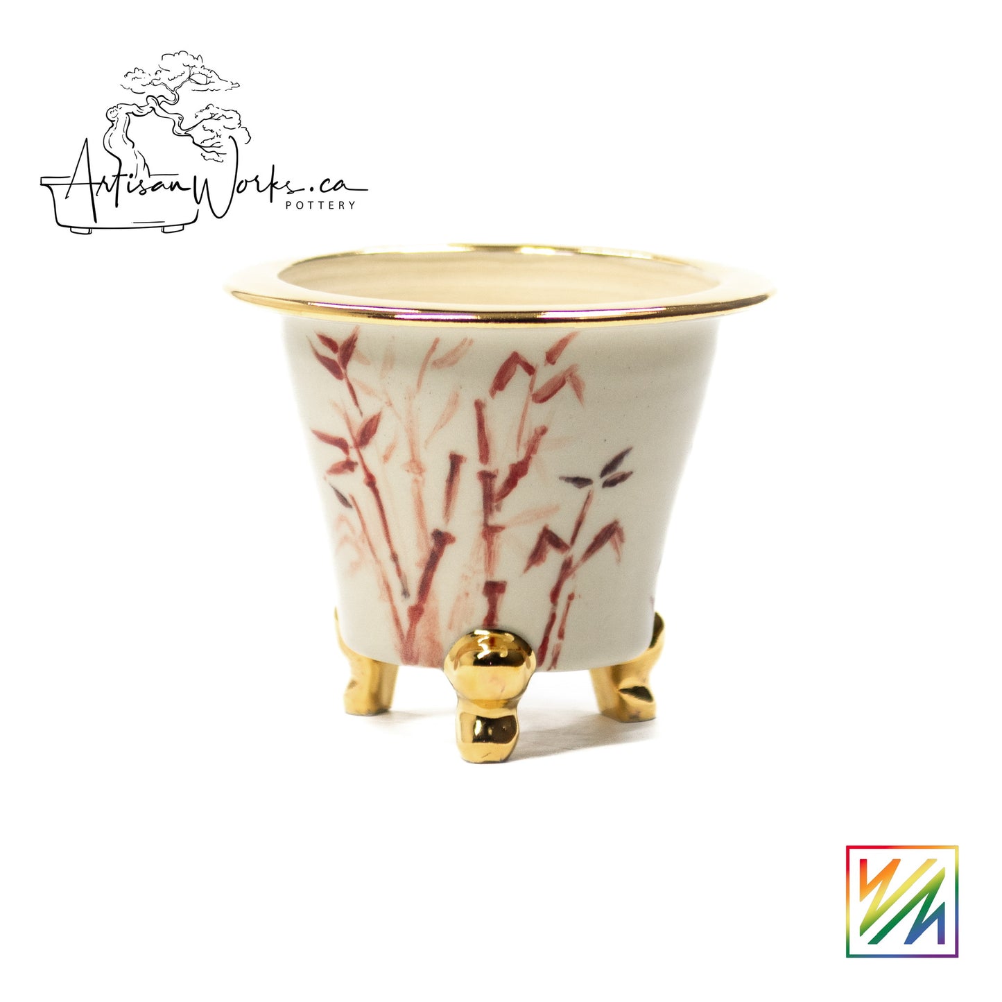 240215106 - royal accented, handpainted neofinetia orchid pot