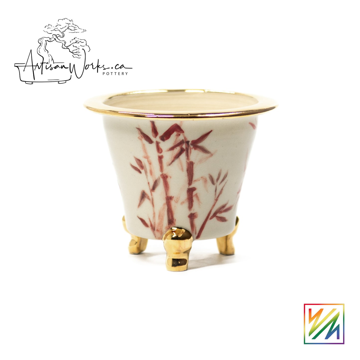 240215106 - royal accented, handpainted neofinetia orchid pot