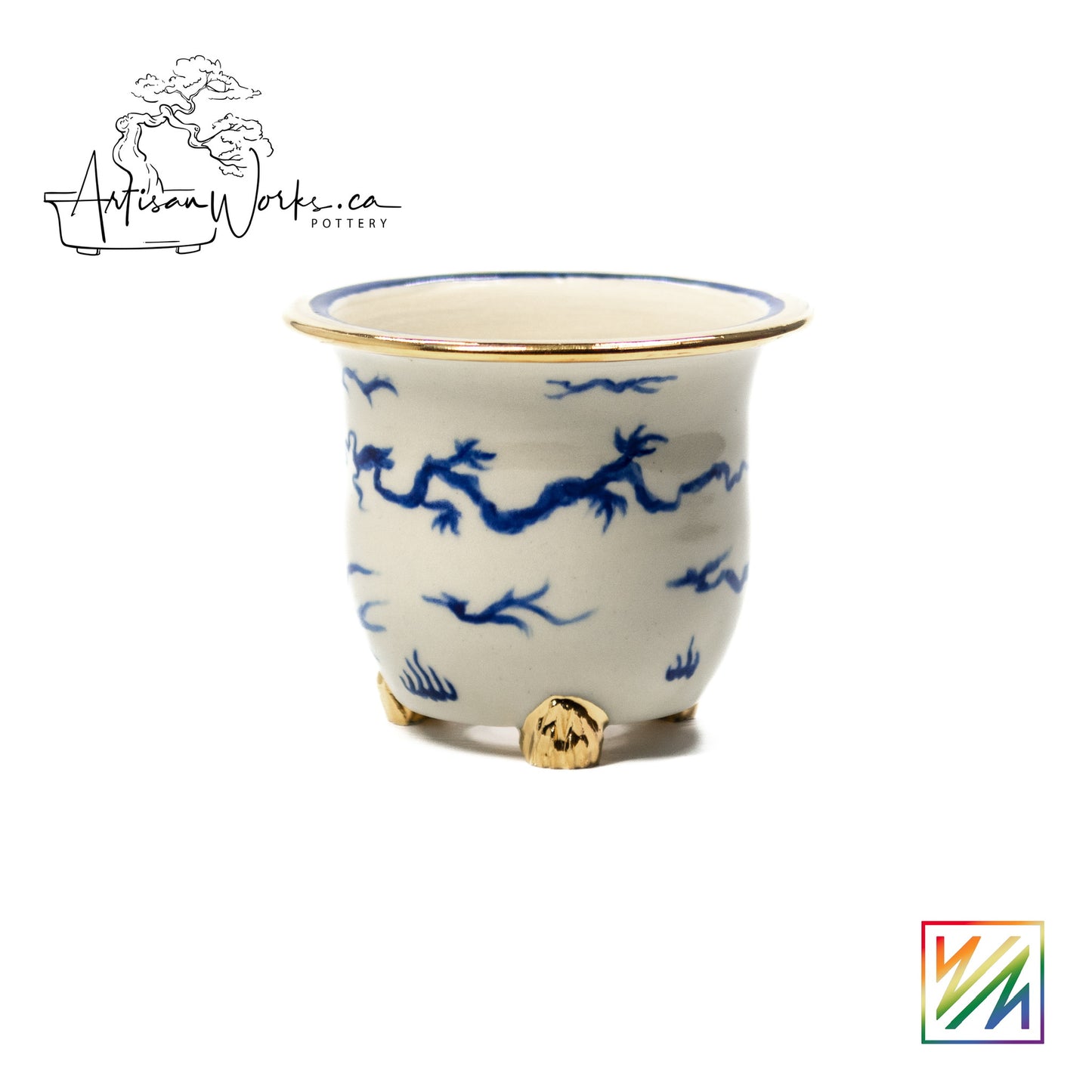 240215108 - royal accented, handpainted neofinetia orchid pot