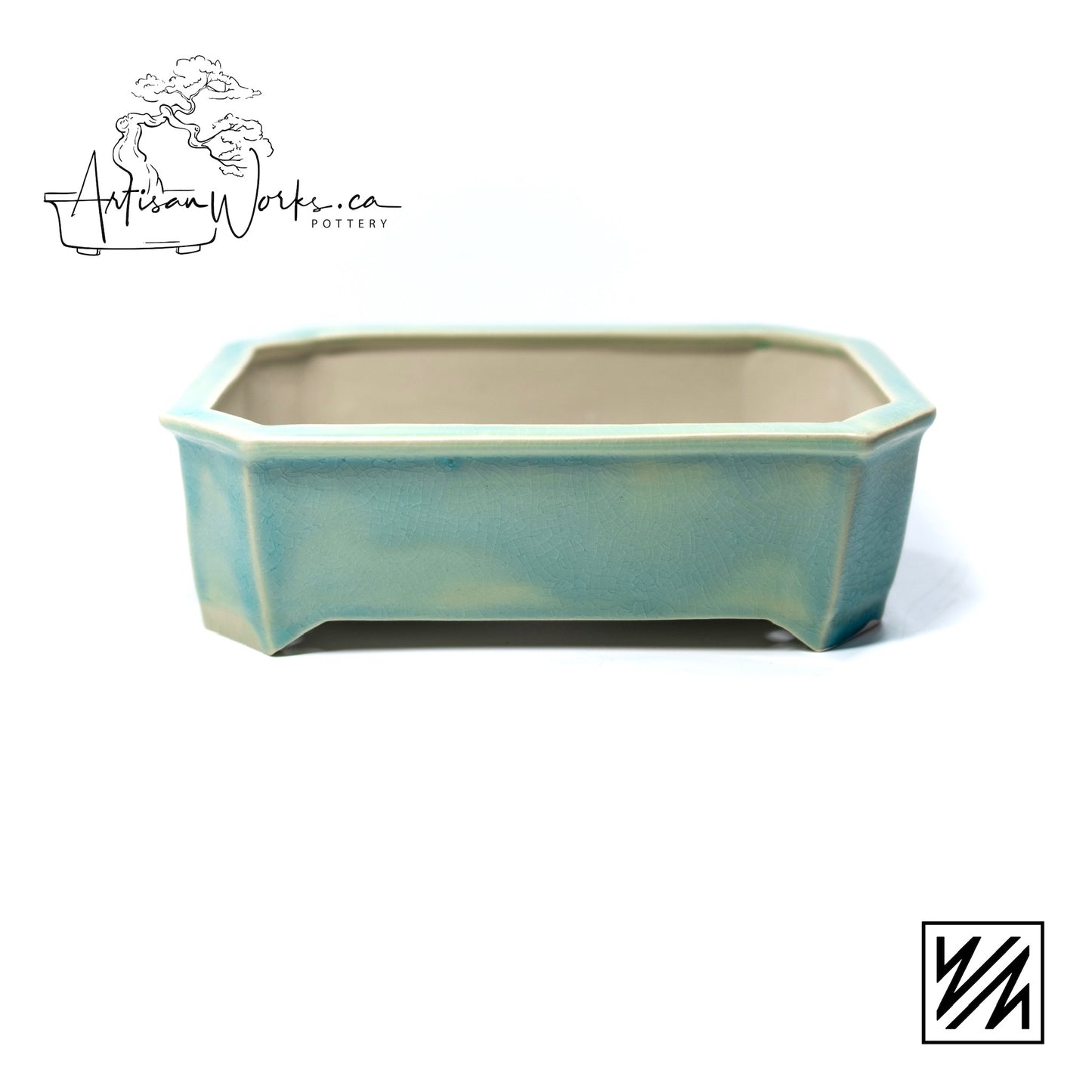 240222120 - slab built rectangle, cut corner bonsai pot