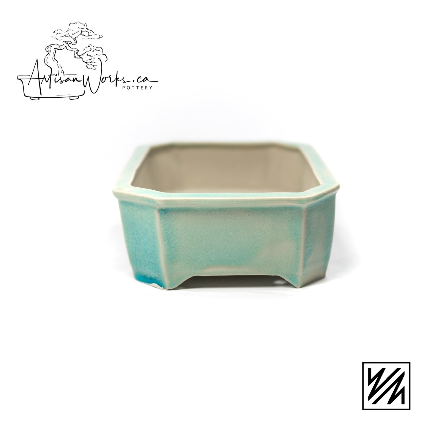240222120 - slab built rectangle, cut corner bonsai pot