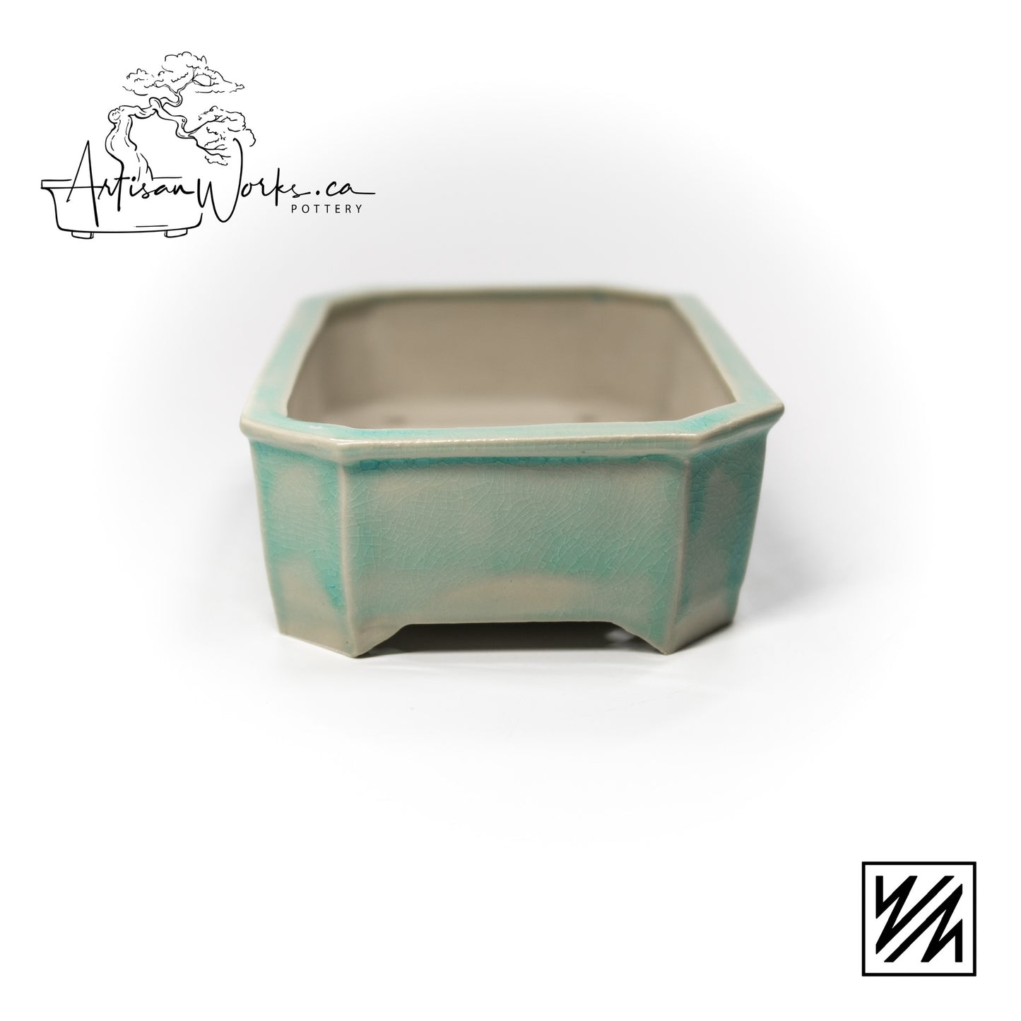 240222120 - slab built rectangle, cut corner bonsai pot