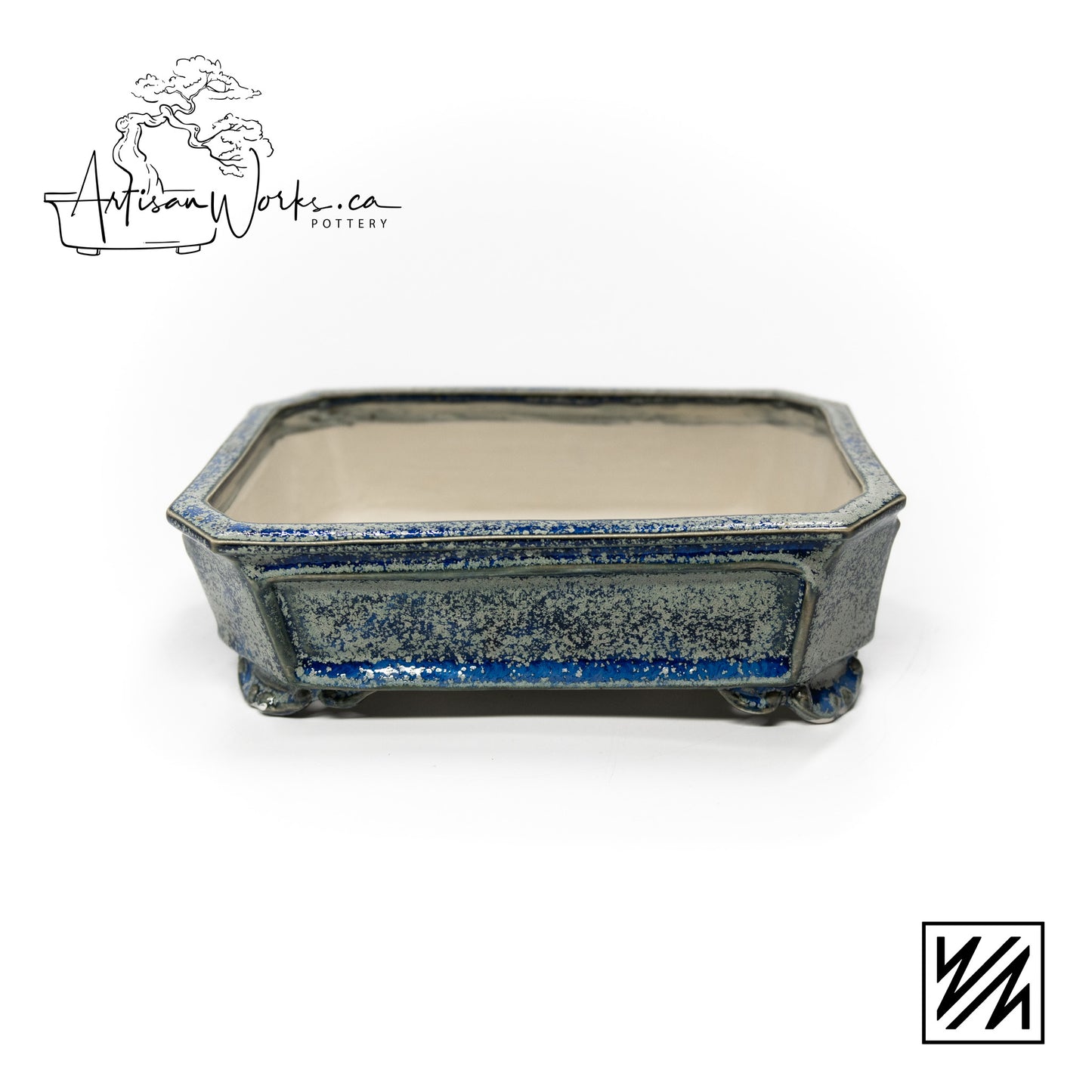 240222121 - slab built rectangle, cut cornered bonsai pot