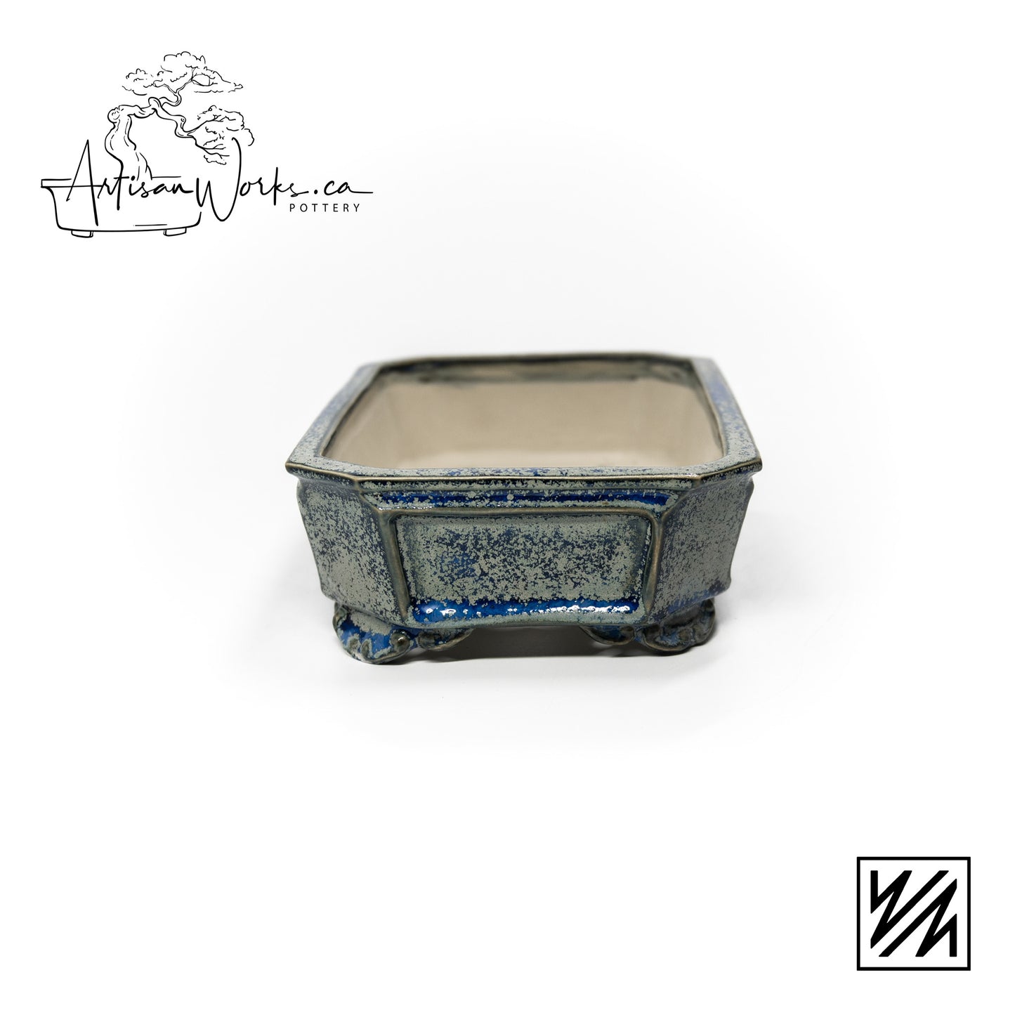 240222121 - slab built rectangle, cut cornered bonsai pot