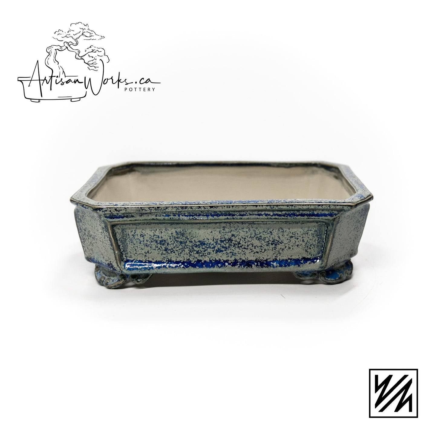 240222121 - slab built rectangle, cut cornered bonsai pot