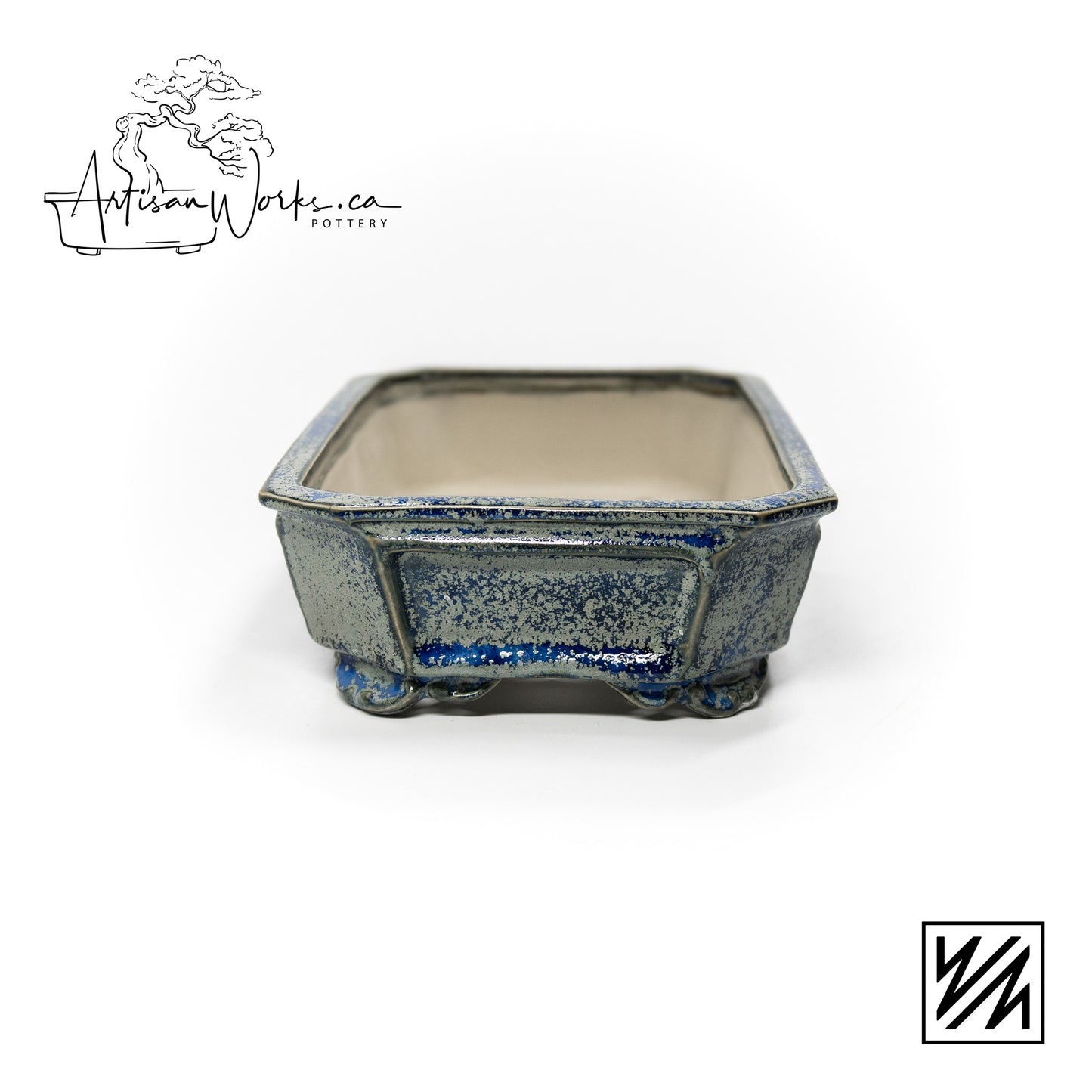 240222121 - slab built rectangle, cut cornered bonsai pot