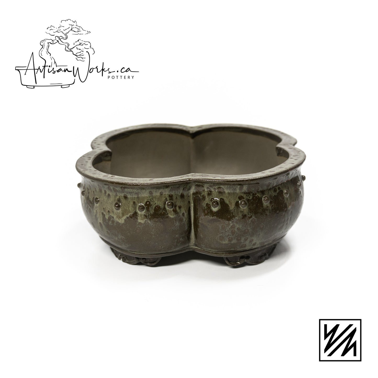 240222127 - slab built round, mokko inspired bonsai pot