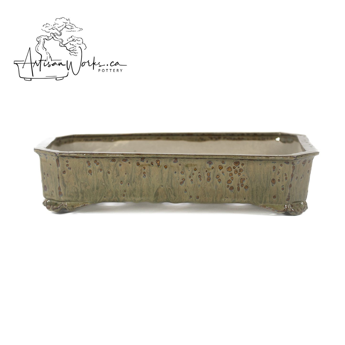 240306140 - slab built rectangle, cut cornered bonsai pot