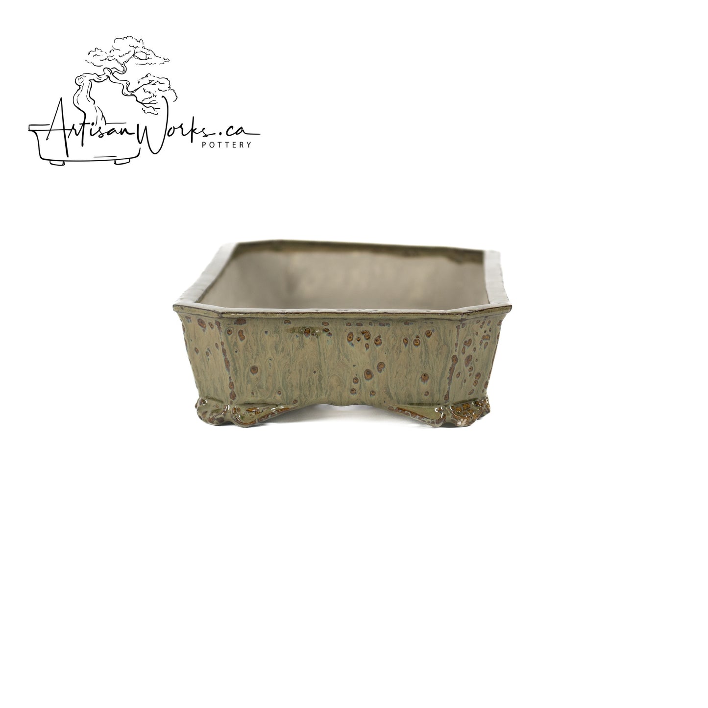 240306140 - slab built rectangle, cut cornered bonsai pot