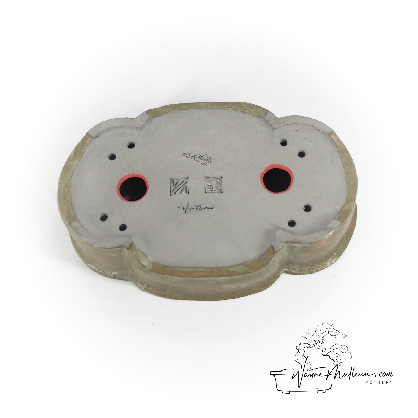 240319153 - slab built oval, mokko inspired bonsai pot