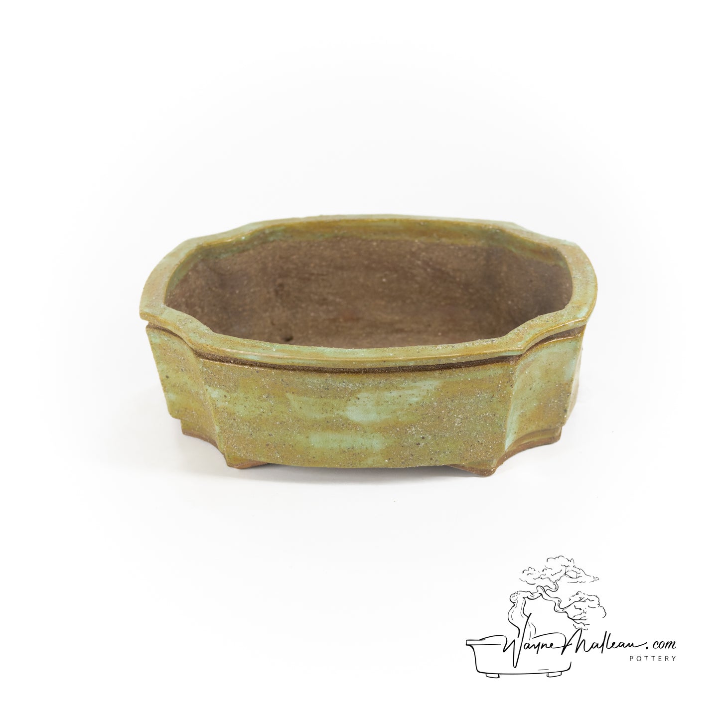 240319155 - slab built curved rectangle, cut cornered bonsai pot