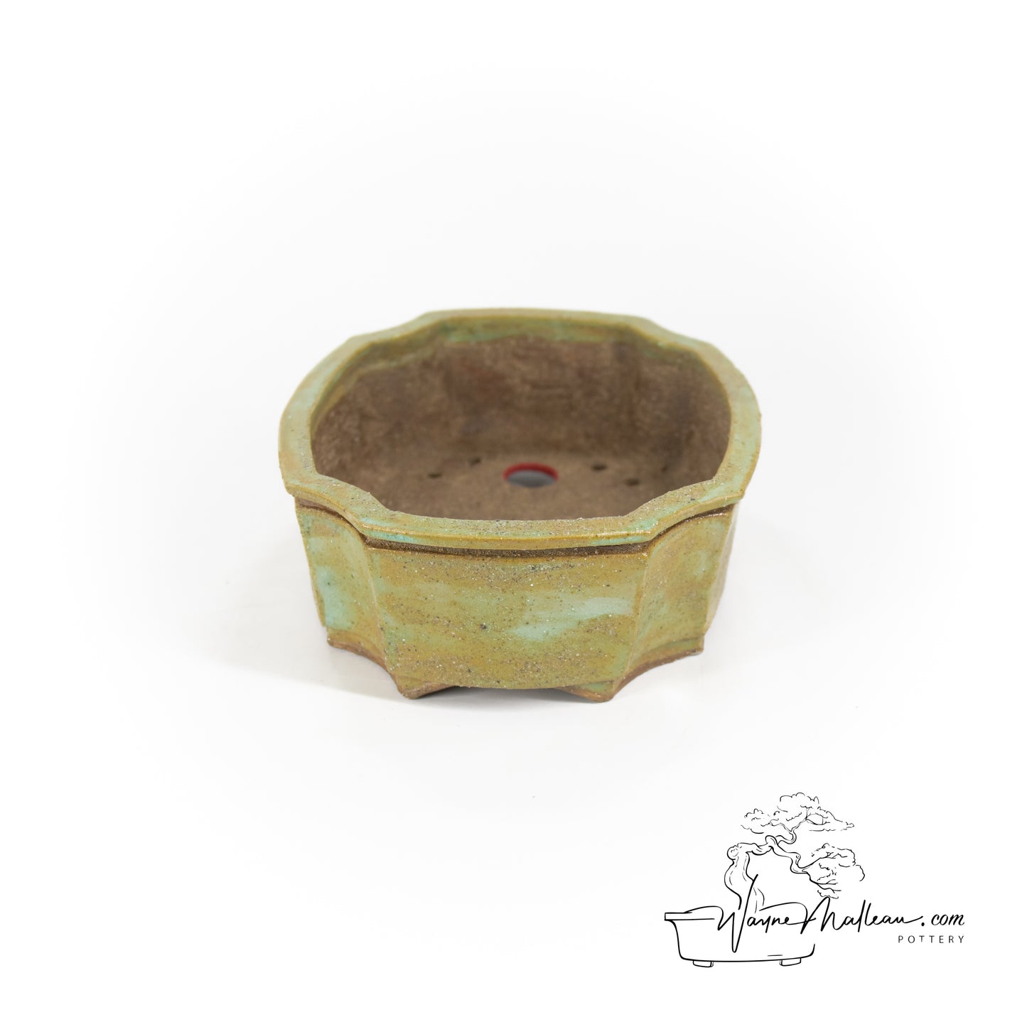 240319155 - slab built curved rectangle, cut cornered bonsai pot