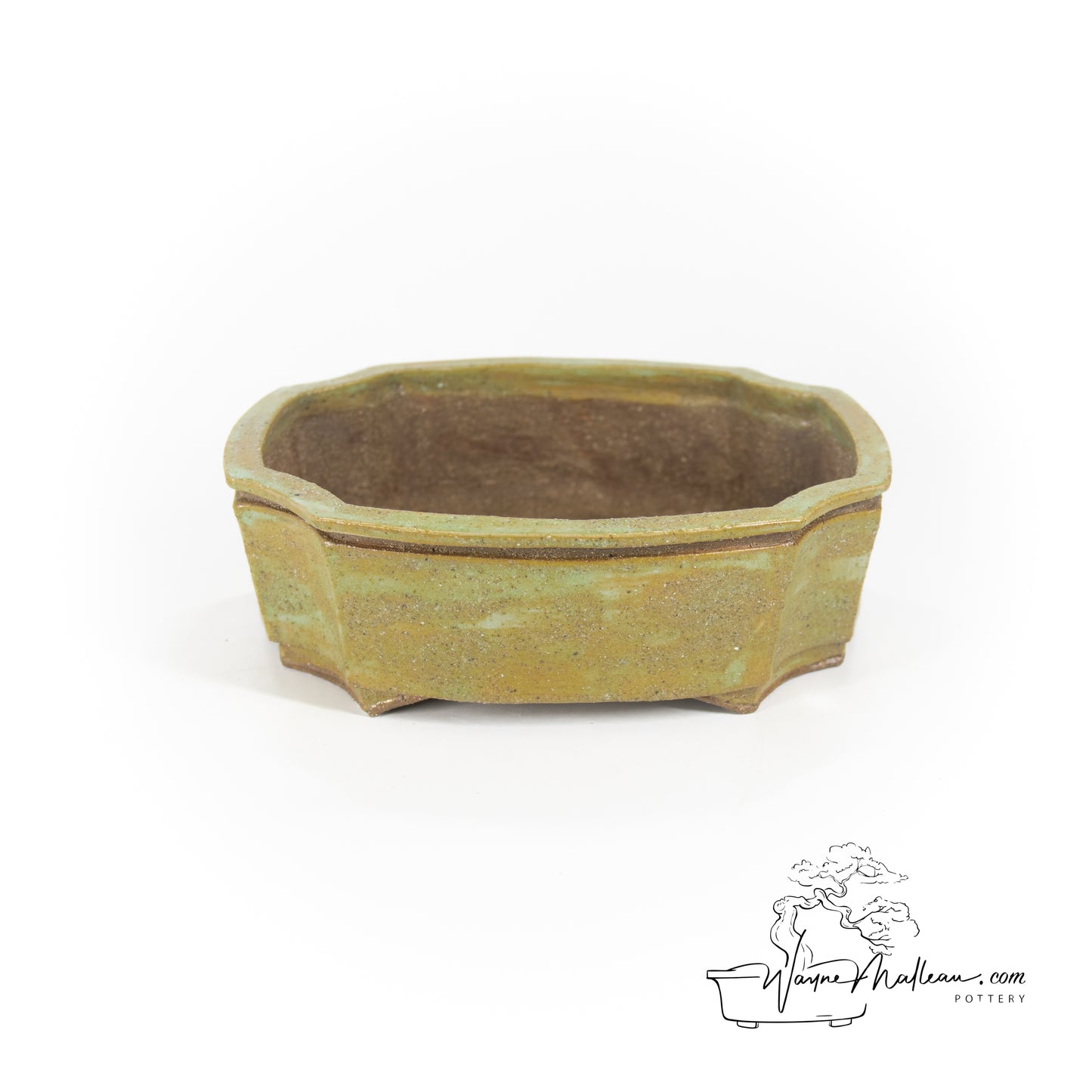 240319155 - slab built curved rectangle, cut cornered bonsai pot