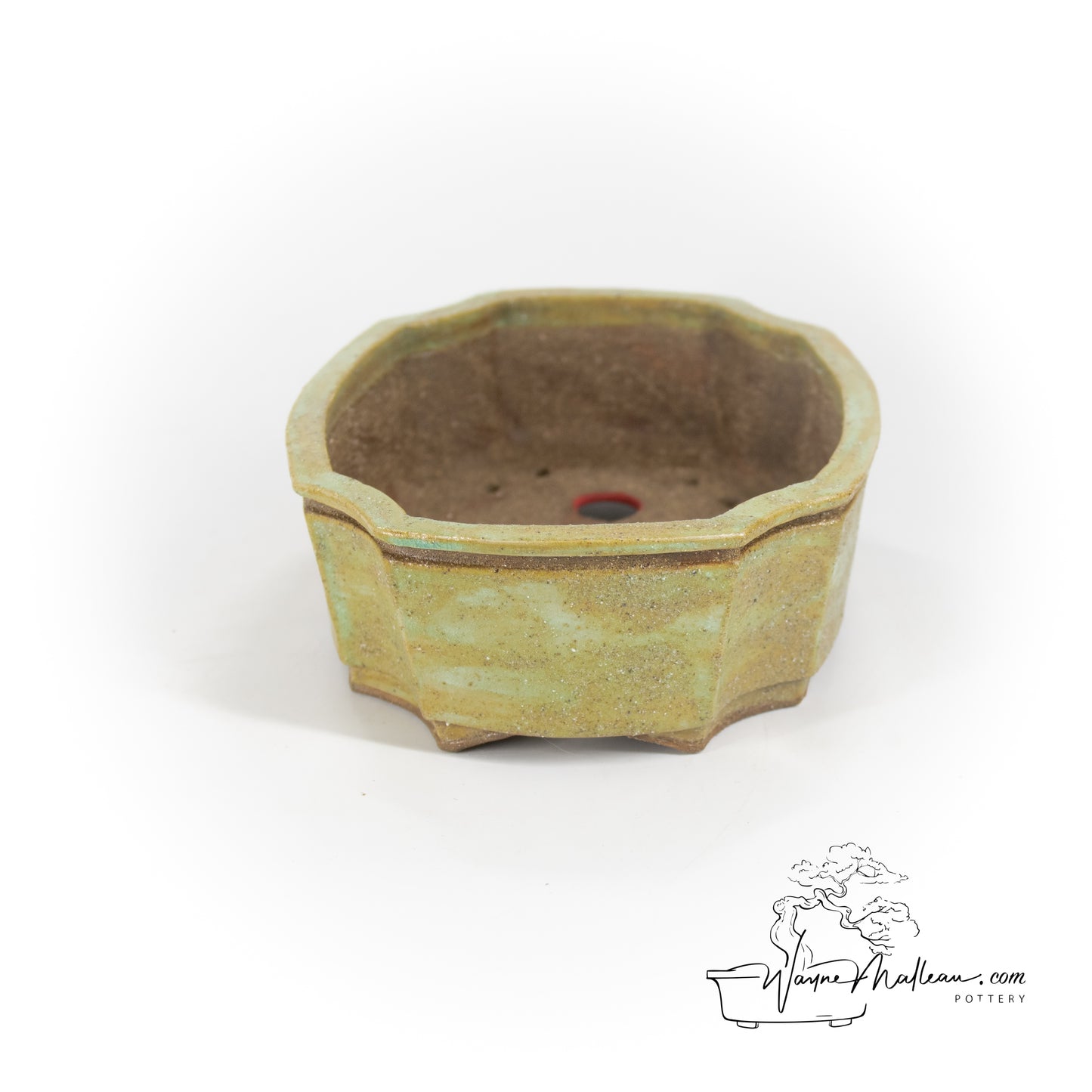 240319155 - slab built curved rectangle, cut cornered bonsai pot