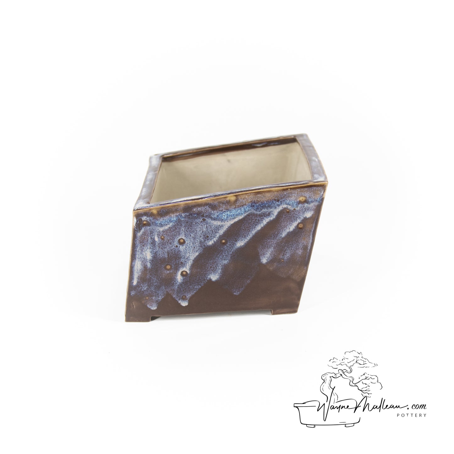 240319158 - slab built square, slant bonsai pot