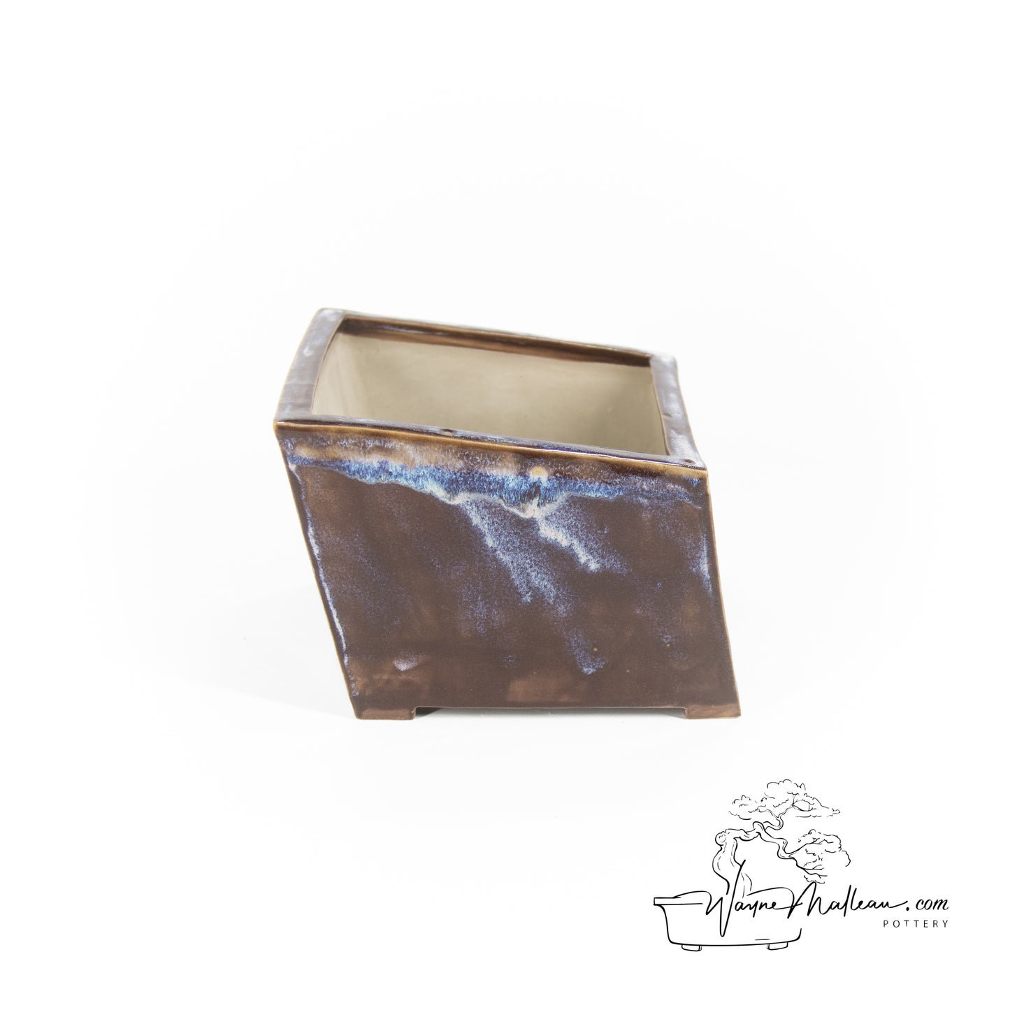 240319158 - slab built square, slant bonsai pot