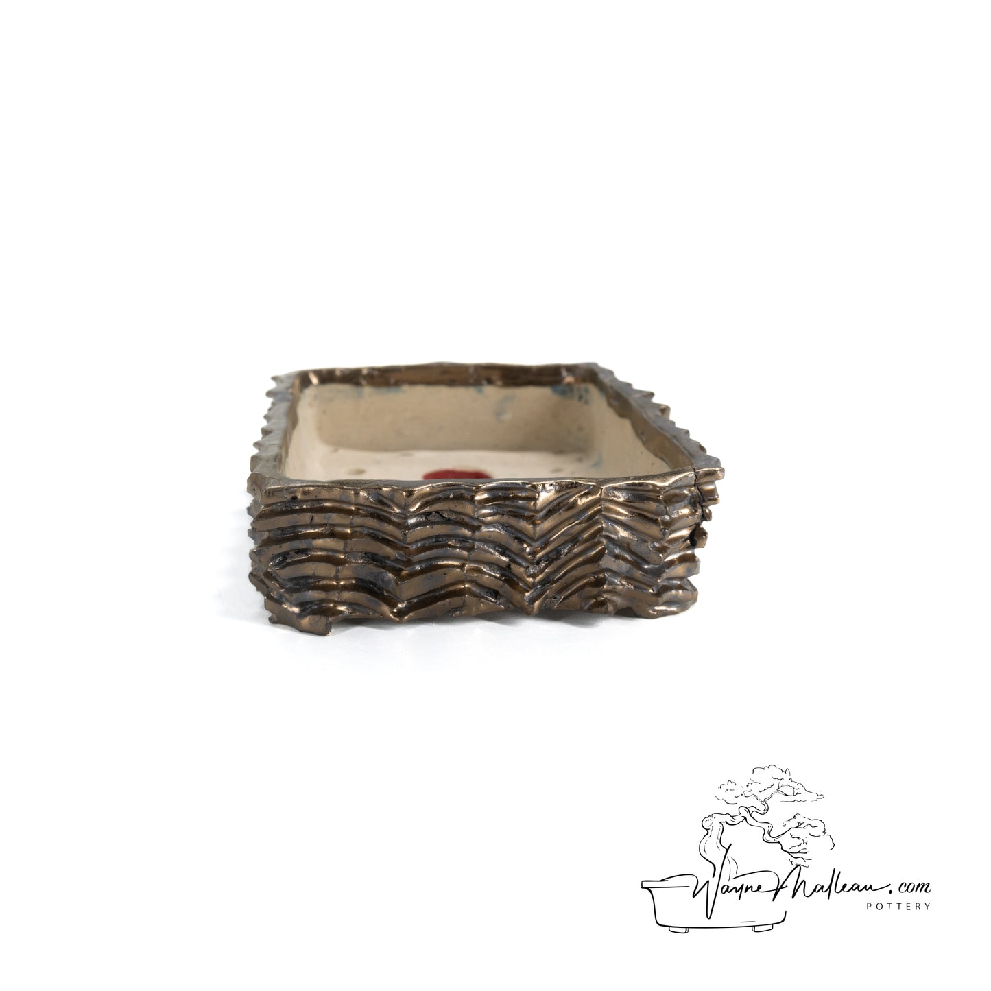 240328195 - hand-shaped, carved rectangle bonsai pot