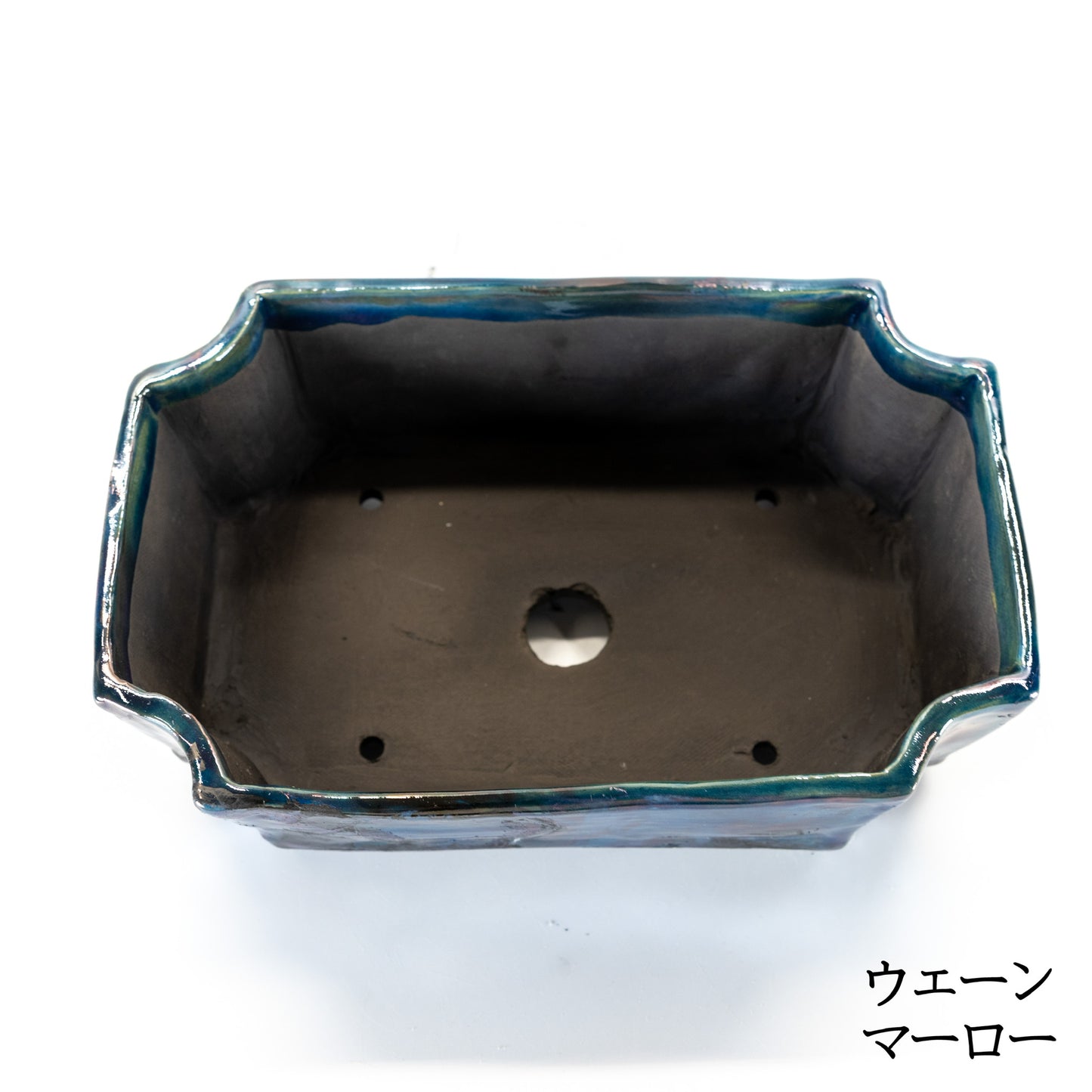 240215091 - slab built, rectangle, cut cornered, raku bonsai pot