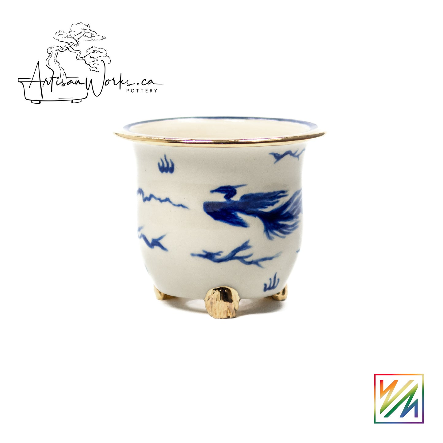 240215108 - royal accented, handpainted neofinetia orchid pot
