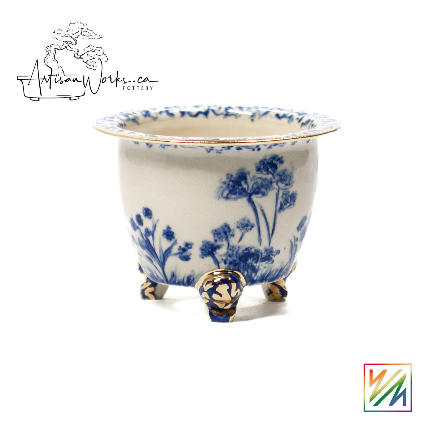 240215109 -royal accented, handpainted neofinetia orchid pot