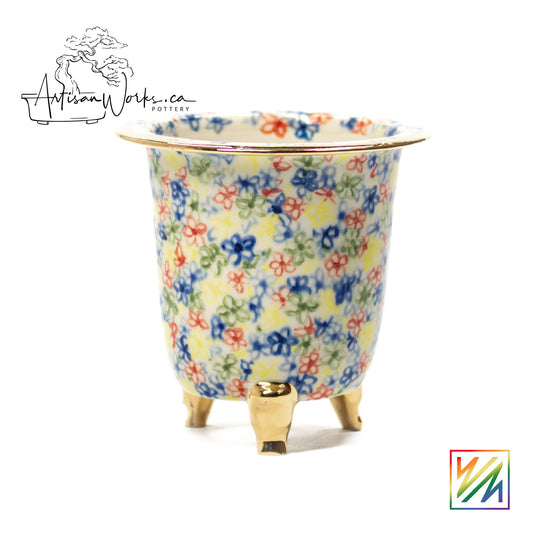 240215110 - royal accented, handpainted circular orchid pot