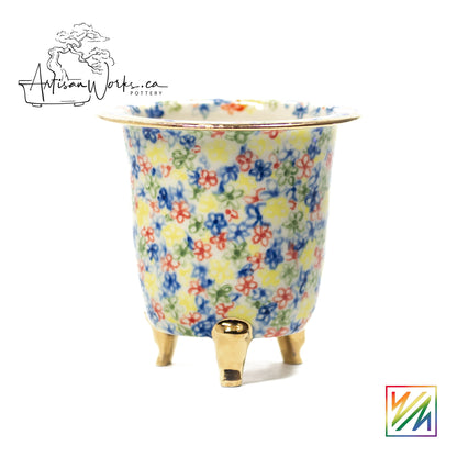 240215110 - royal accented, handpainted circular orchid pot