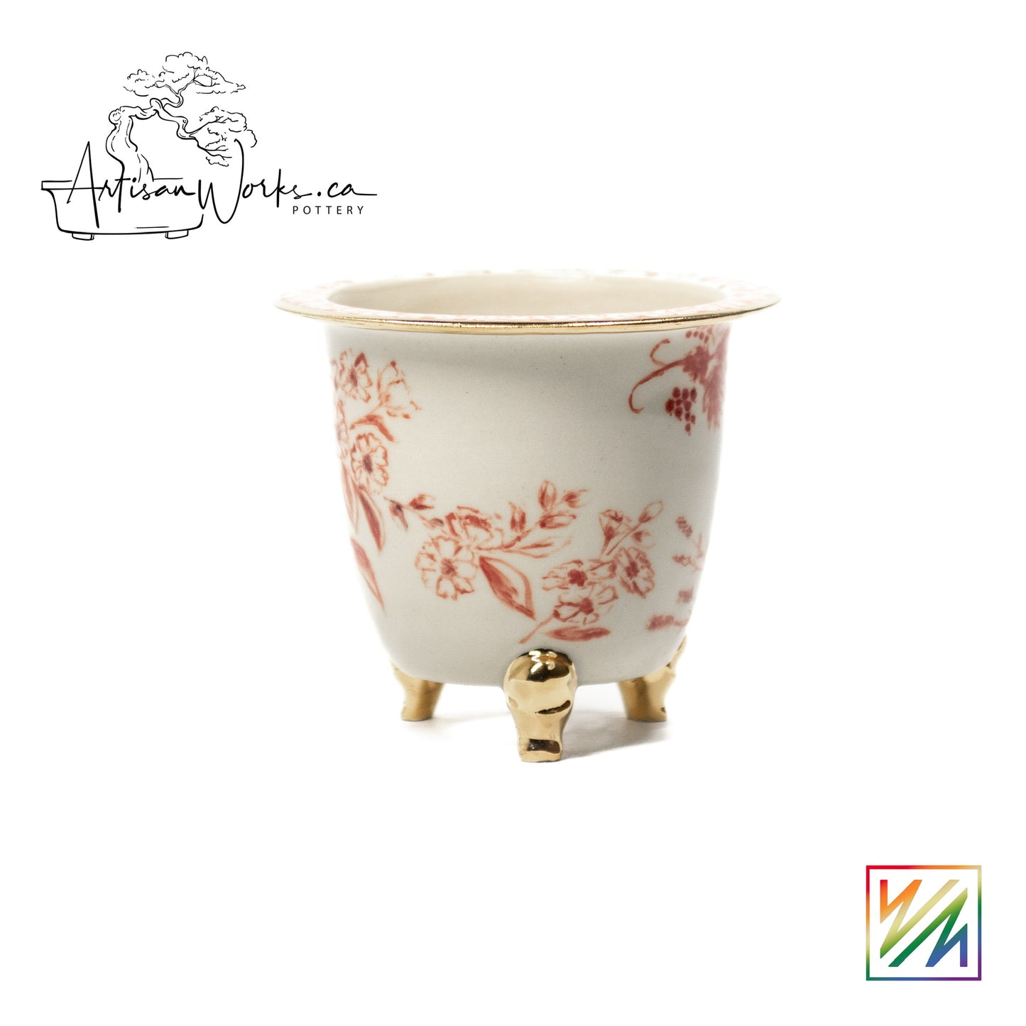 240215113 - royal accented, handpainted neofinetia orchid pot