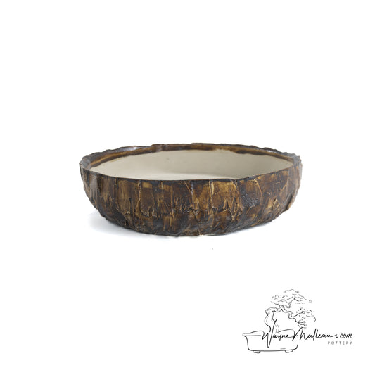 240328193 - hand-shaped, carved round bonsai pot