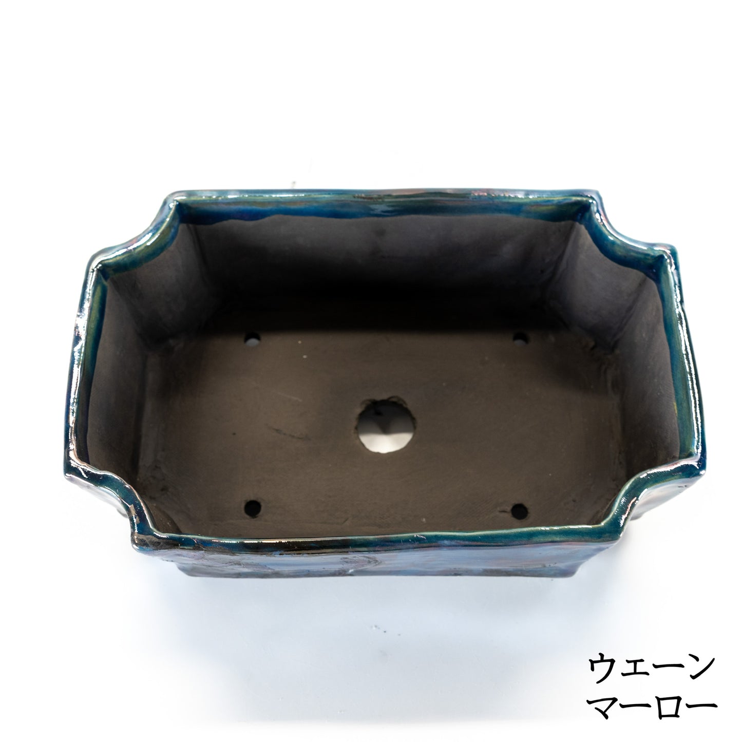 240215091 -  slab built, rectangle, cut cornered, raku bonsai pot